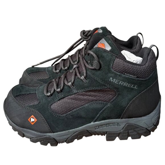 NEW Merrell Mens Size 7.5 Moab Onset Mid Waterproof Composite Toe Work Boot Blac - Picture 4 of 12
